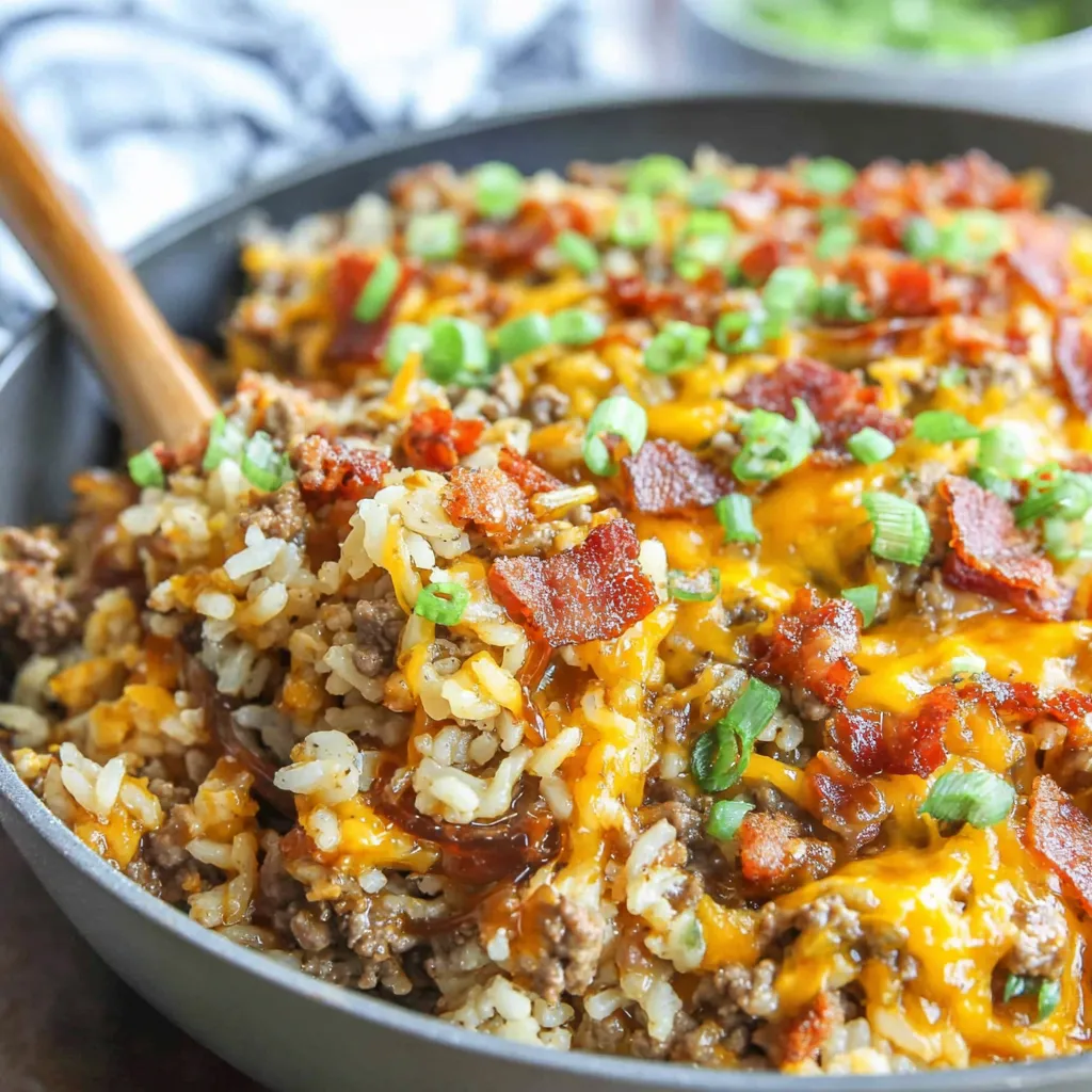 Bacon Cheeseburger Rice Skillet