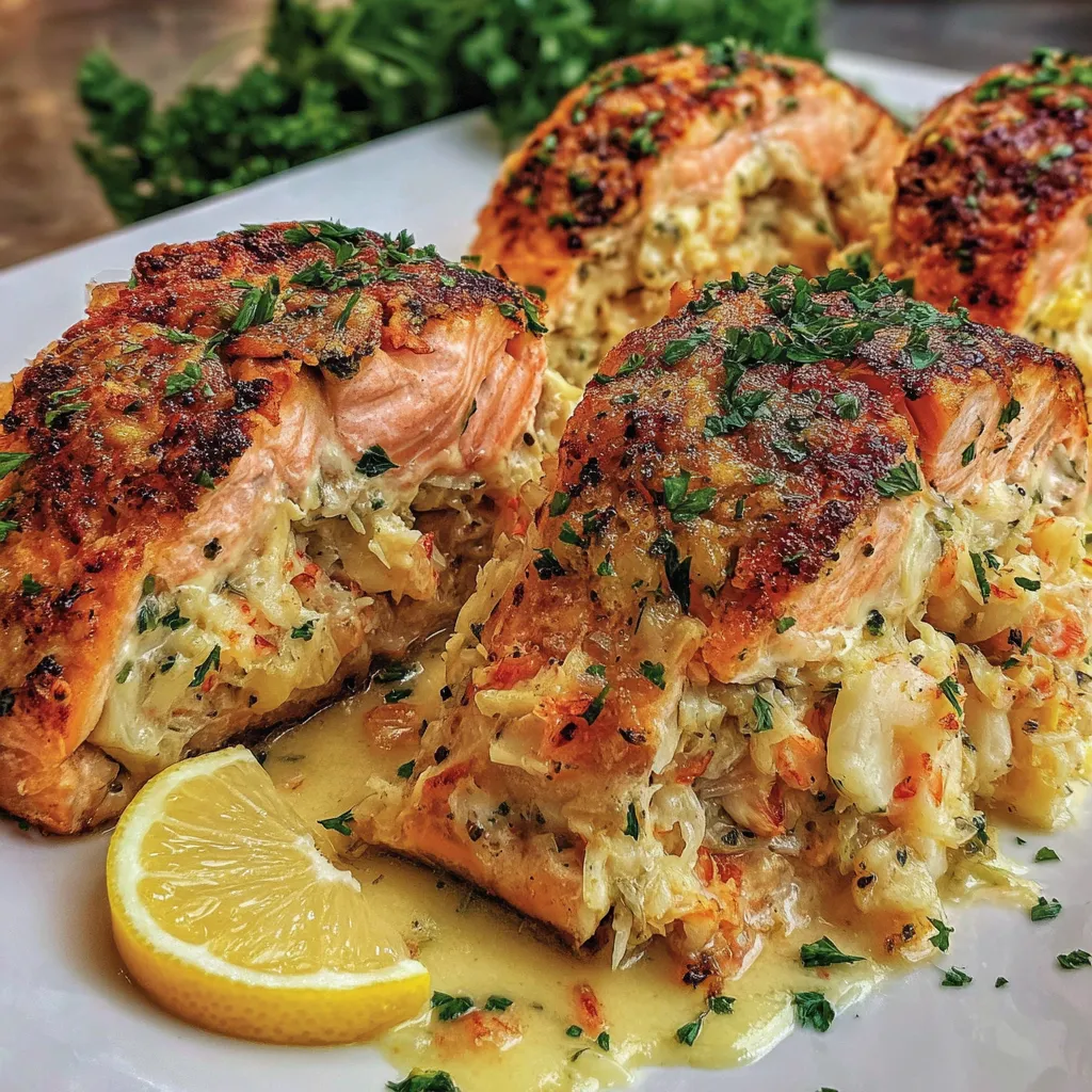 Crab and Shrimp Stuffed Salmon