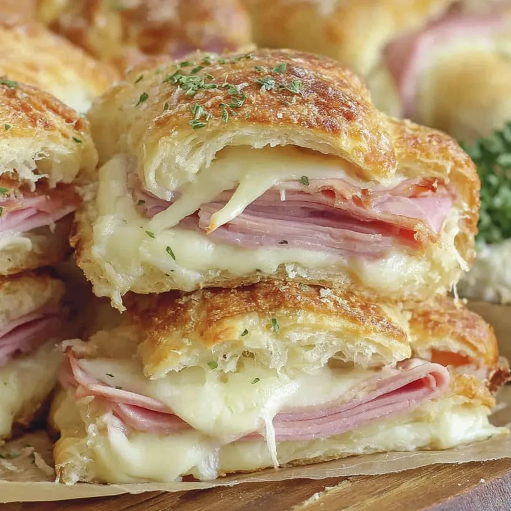 Hot Ham and Cheese Crescent Roll Sandwiches