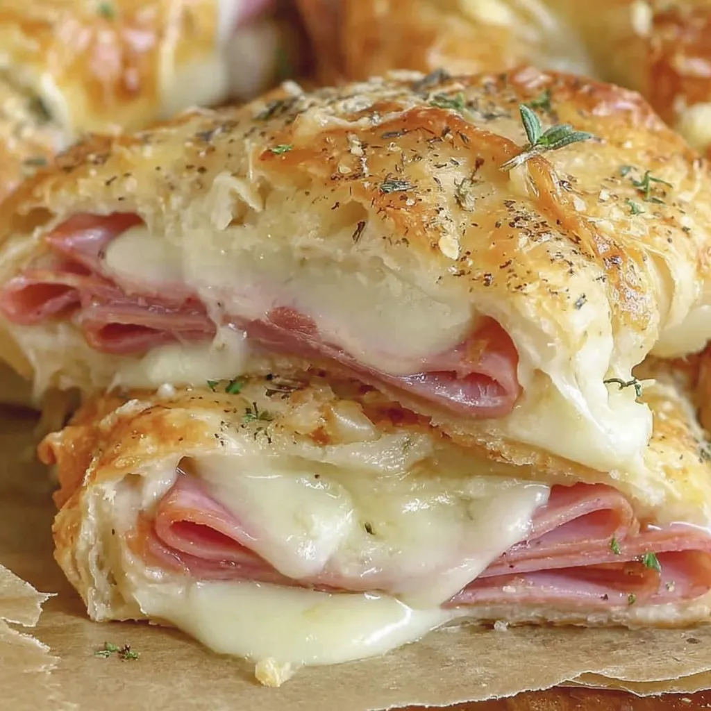 Hot Ham and Cheese Crescent Roll Sandwiches