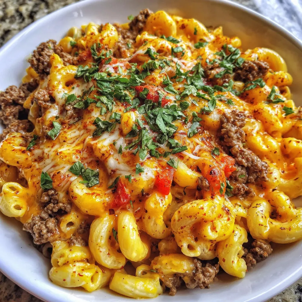 One Pot Cajun Beef and Cheddar Pasta