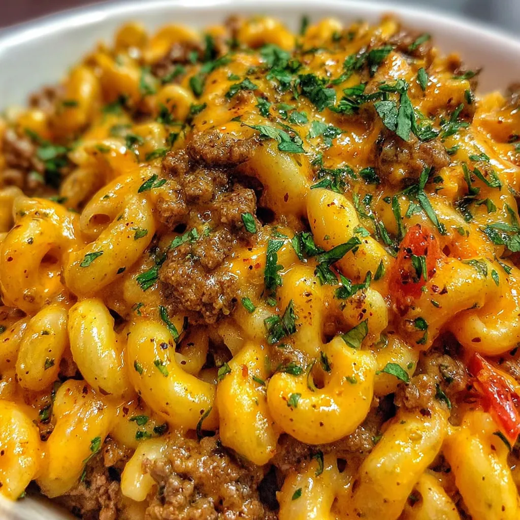 One Pot Cajun Beef and Cheddar Pasta