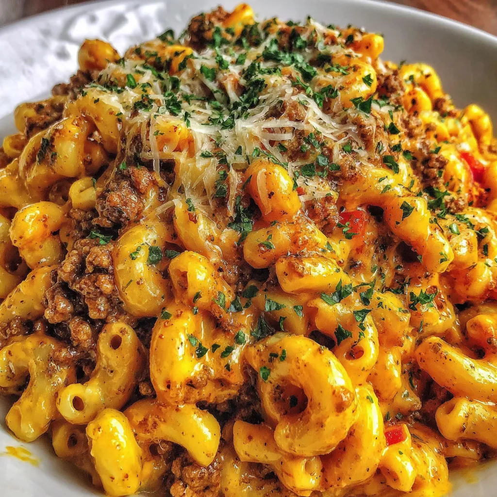 One Pot Cajun Beef and Cheddar Pasta