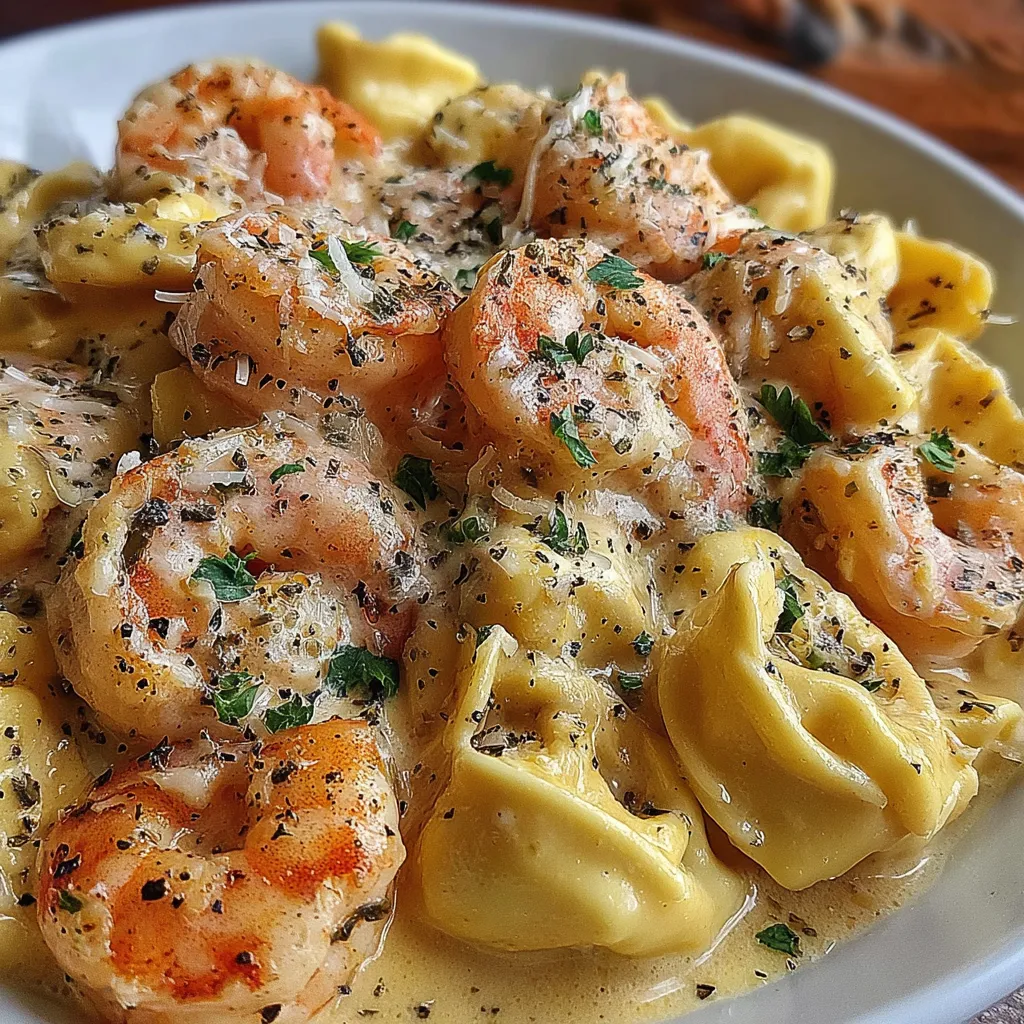 Shrimp Tortellini with Lemon Garlic Cream Sauce￼