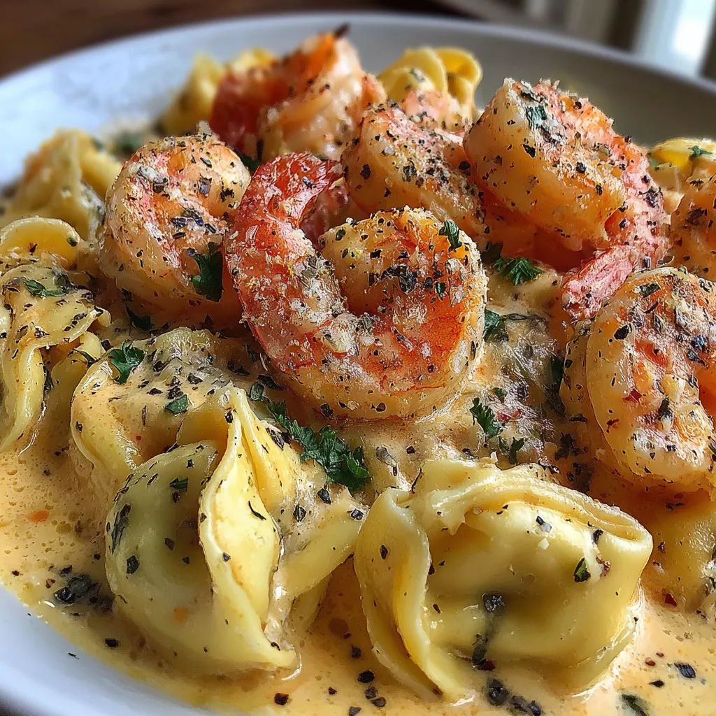 Shrimp Tortellini with Lemon Garlic Cream Sauce￼