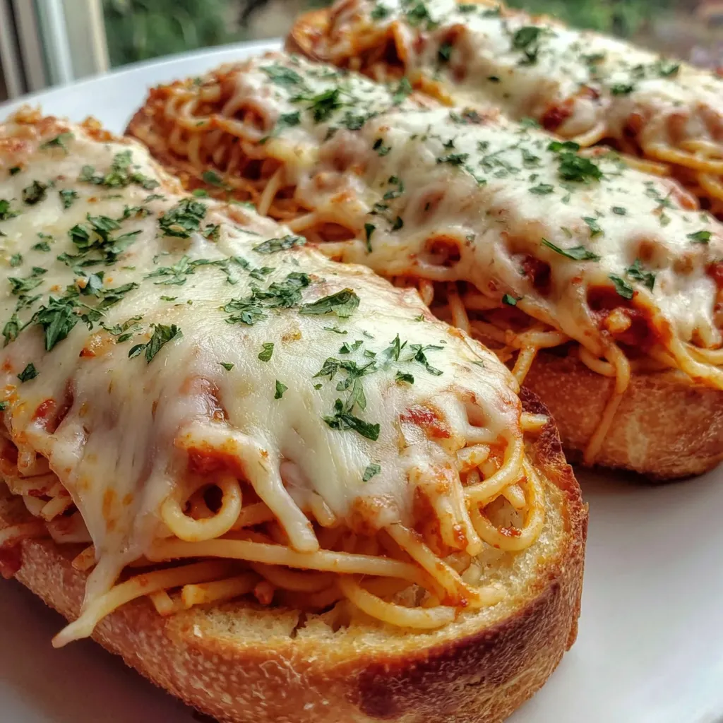 Cheesy Spaghetti Garlic Bread