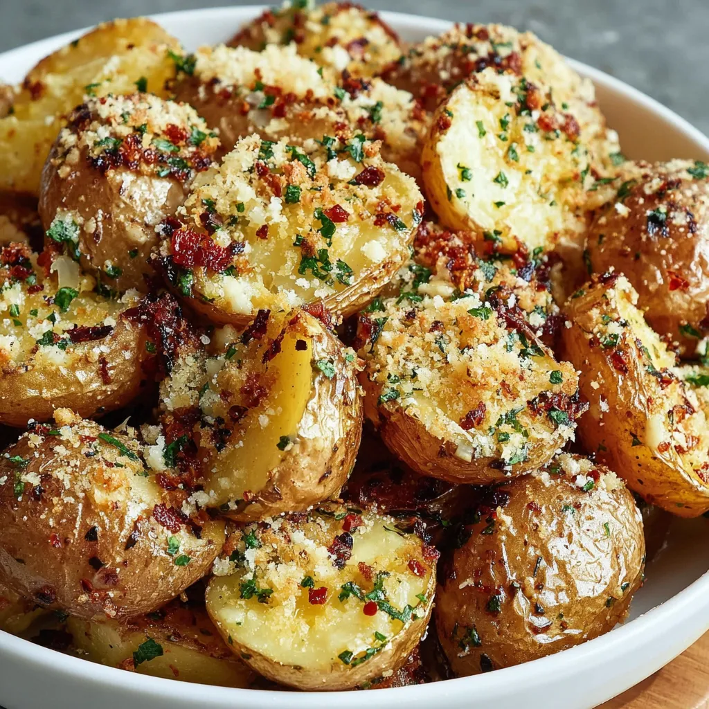 Roasted Garlic Butter Parmesan Potatoes