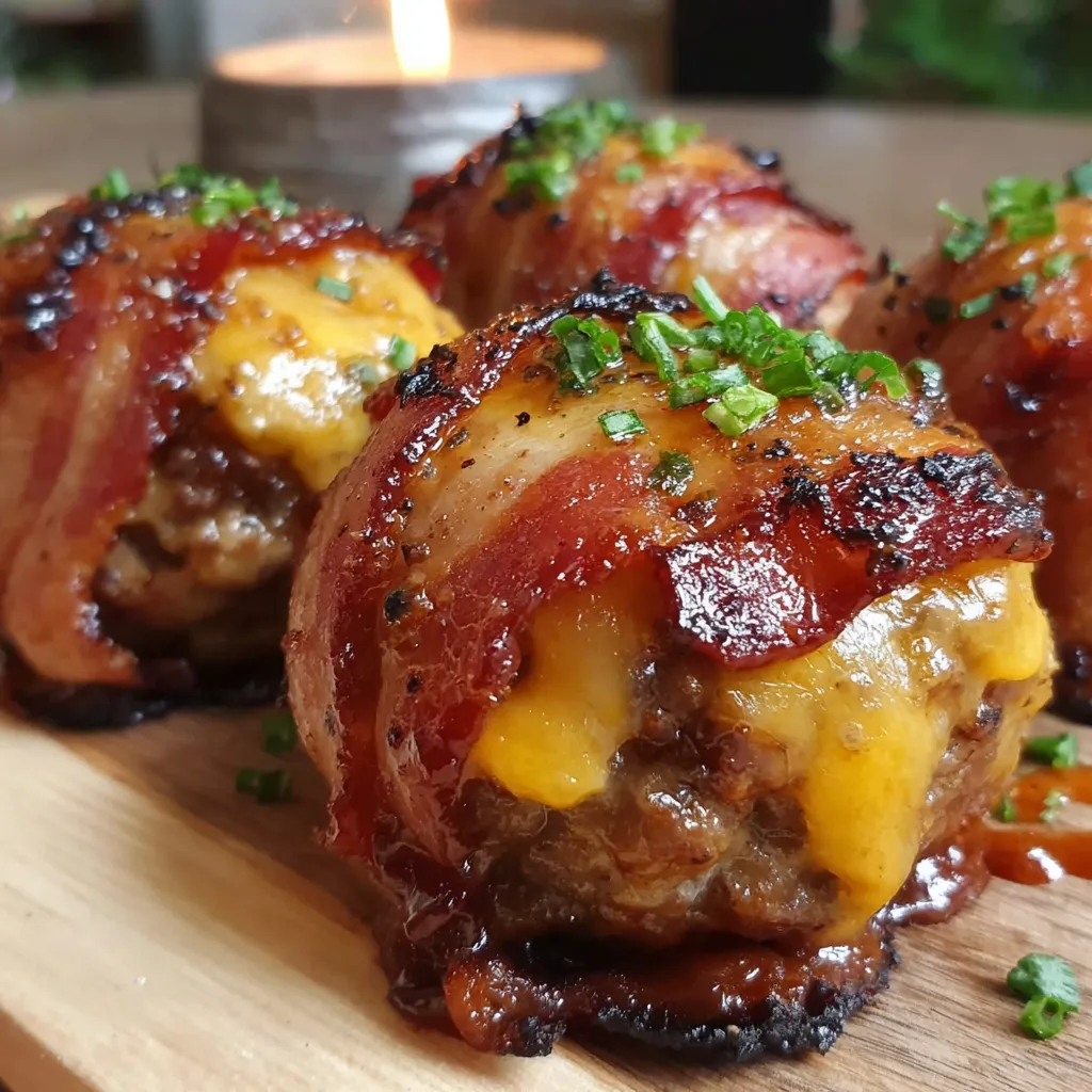 Cheddar-Stuffed BBQ Bacon Bombs