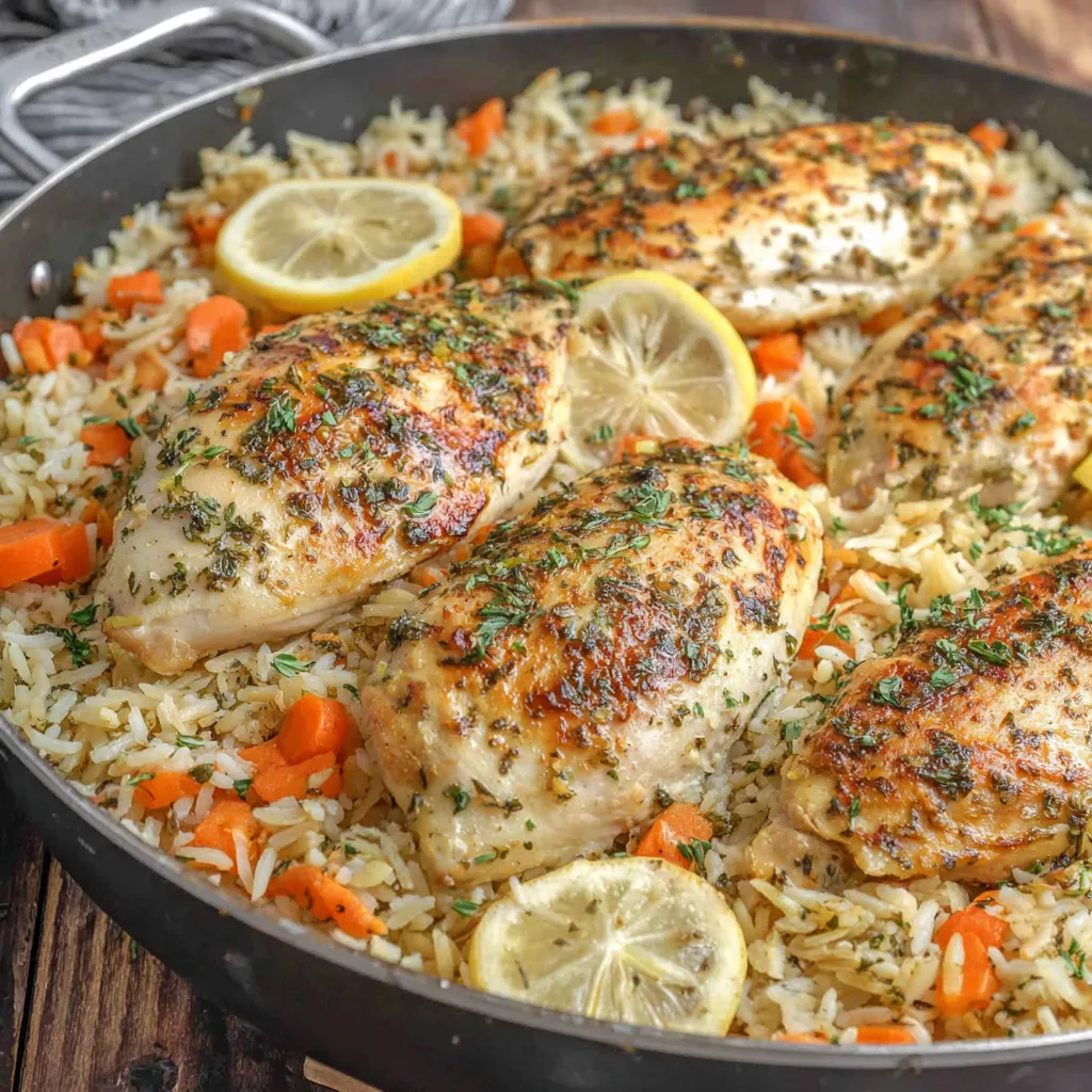 Lemon Herb Chicken Breasts with Rice Pilaf