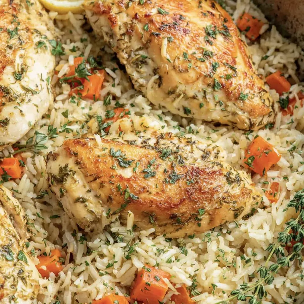 Lemon Herb Chicken Breasts with Rice Pilaf