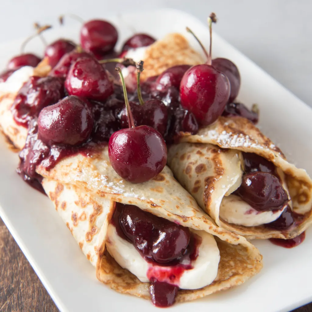 Cherry and Cream Cheese Crepes