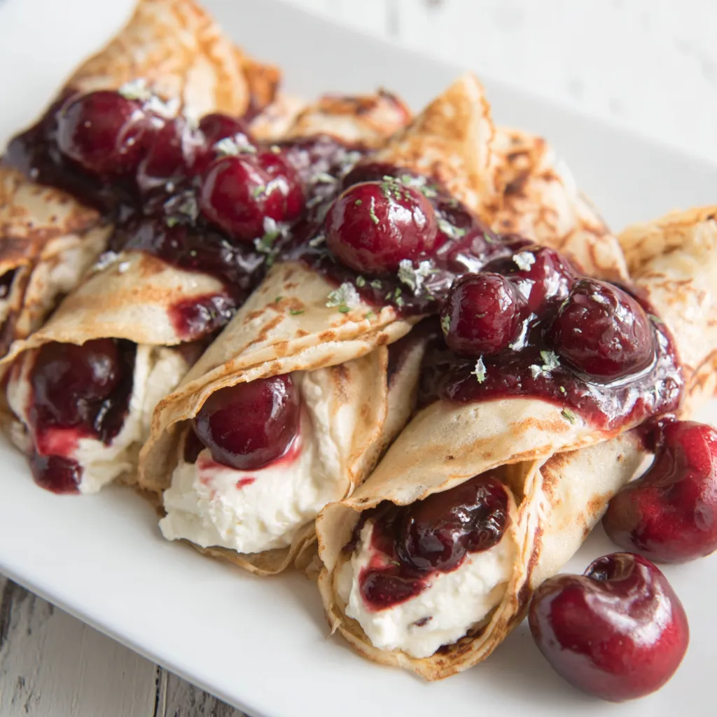 Cherry and Cream Cheese Crepes