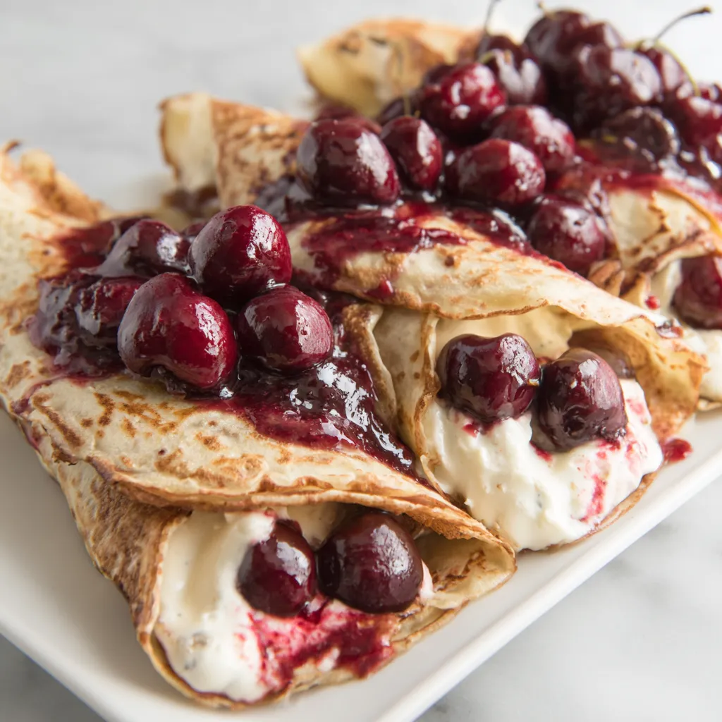 Cherry and Cream Cheese Crepes