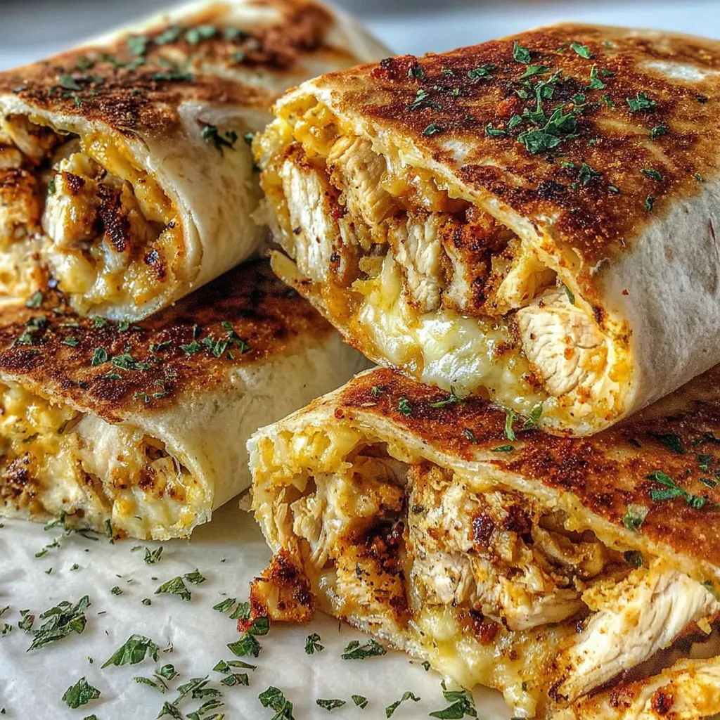 Crispy Parmesan Garlic Chicken Burritos