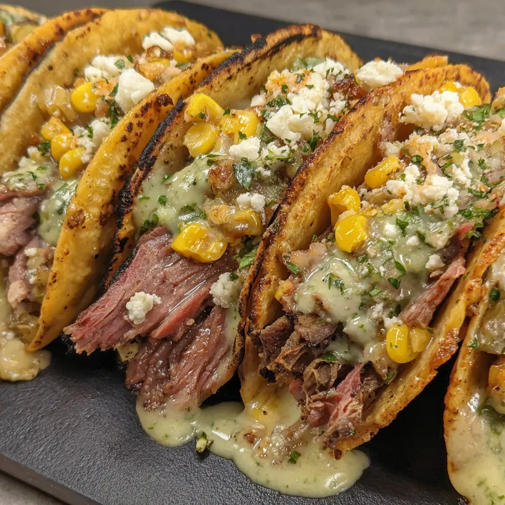 BBQ Brisket Elote Tacos