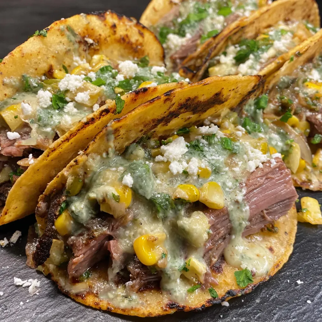 BBQ Brisket Elote Tacos