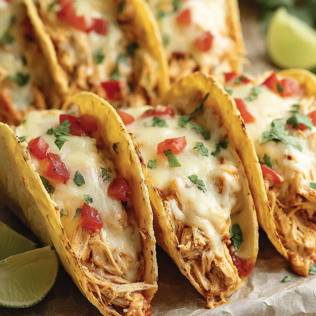 Cheesy Baked Chicken Tacos