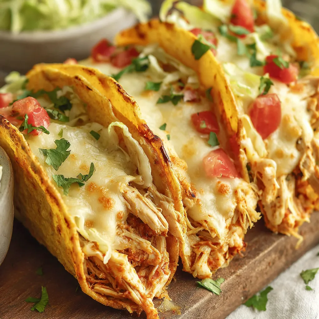 Cheesy Baked Chicken Tacos