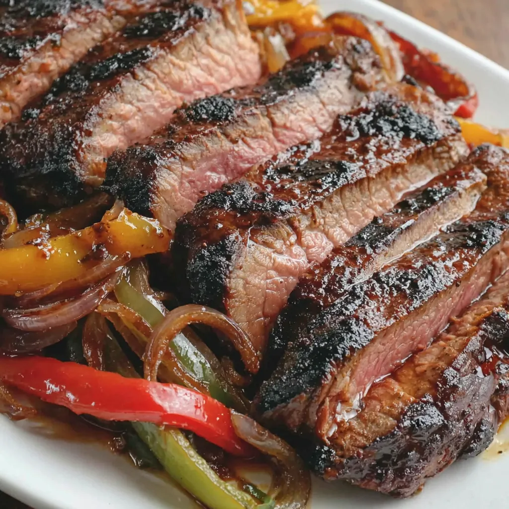 Grilled Tri Tip with Onions and Peppers