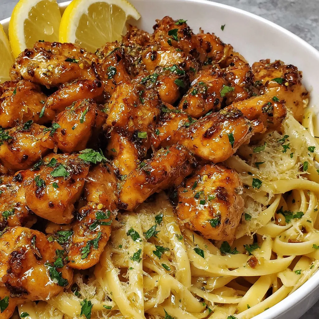 Lemon Garlic Butter Chicken with Parmesan Linguine