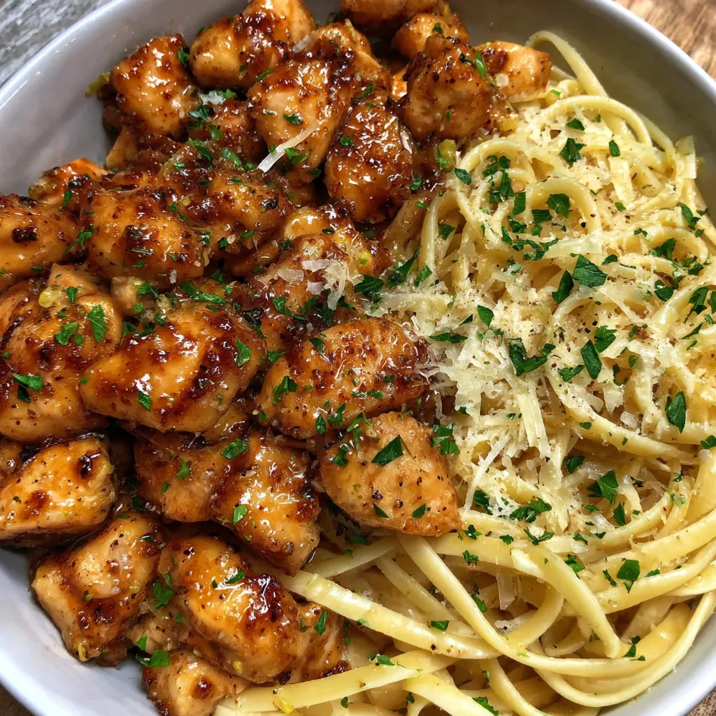 Lemon Garlic Butter Chicken with Parmesan Linguine