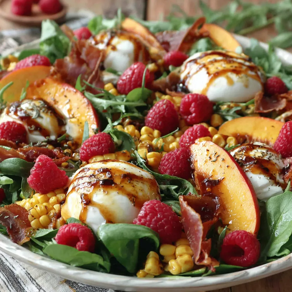 Peach Burrata Salad with Hot Honey Vinaigrette