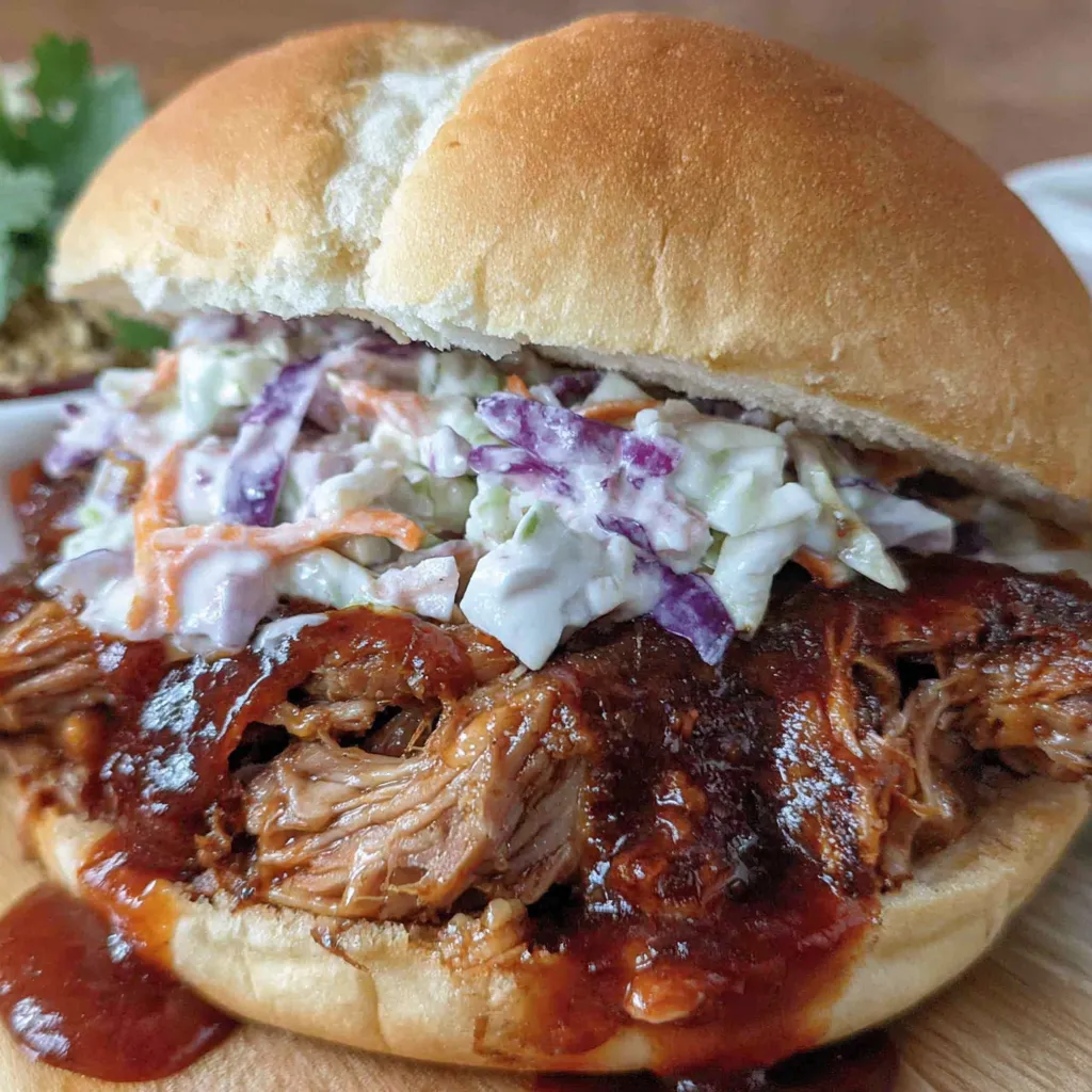 Slow Cooker Pulled Pork Sandwich with Chipotle Slaw
