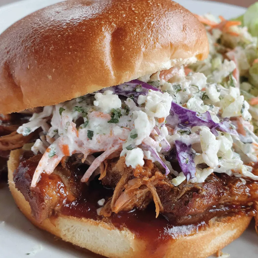 Slow Cooker Pulled Pork Sandwich with Chipotle Slaw