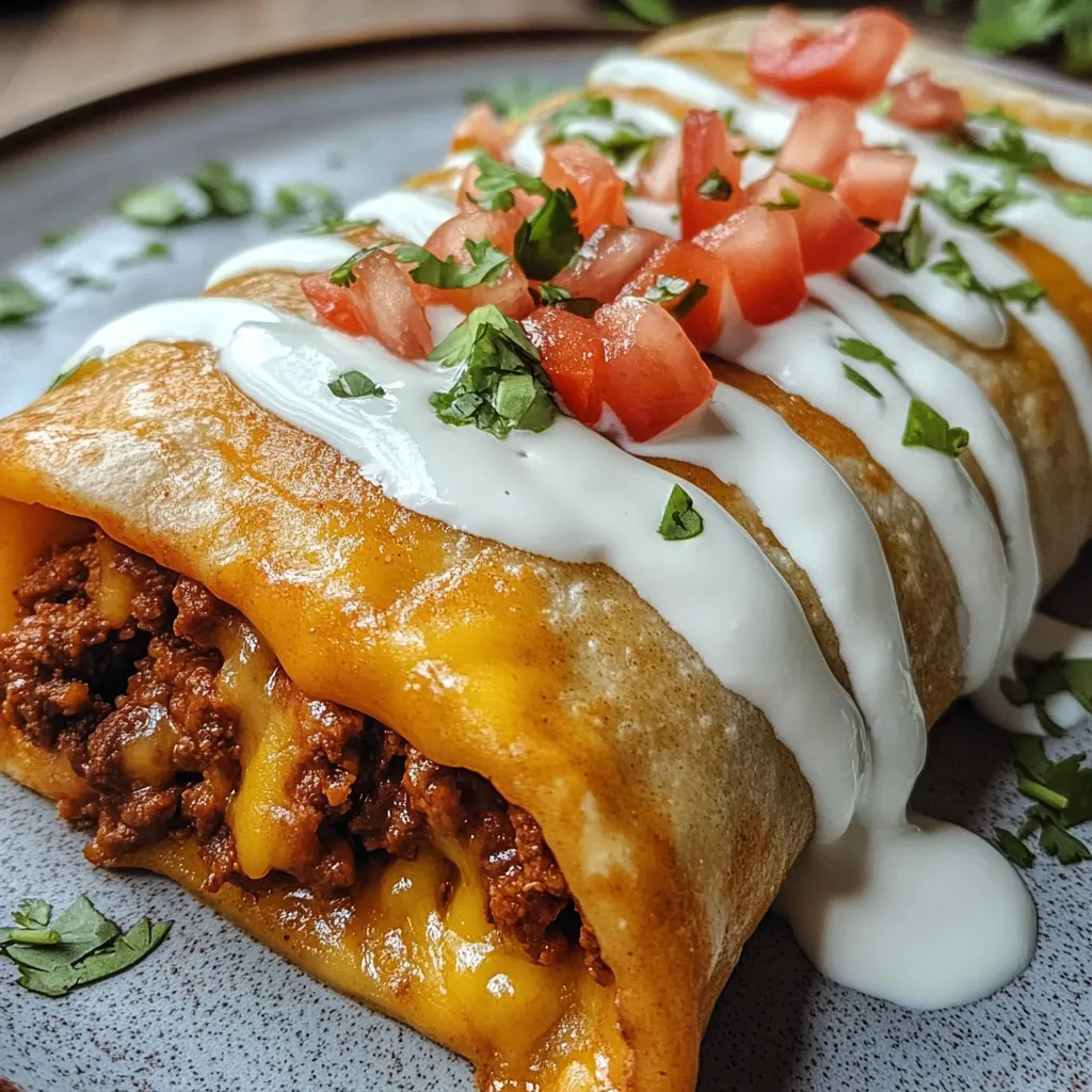 Crispy Beef & Cheesy Chimichangas
