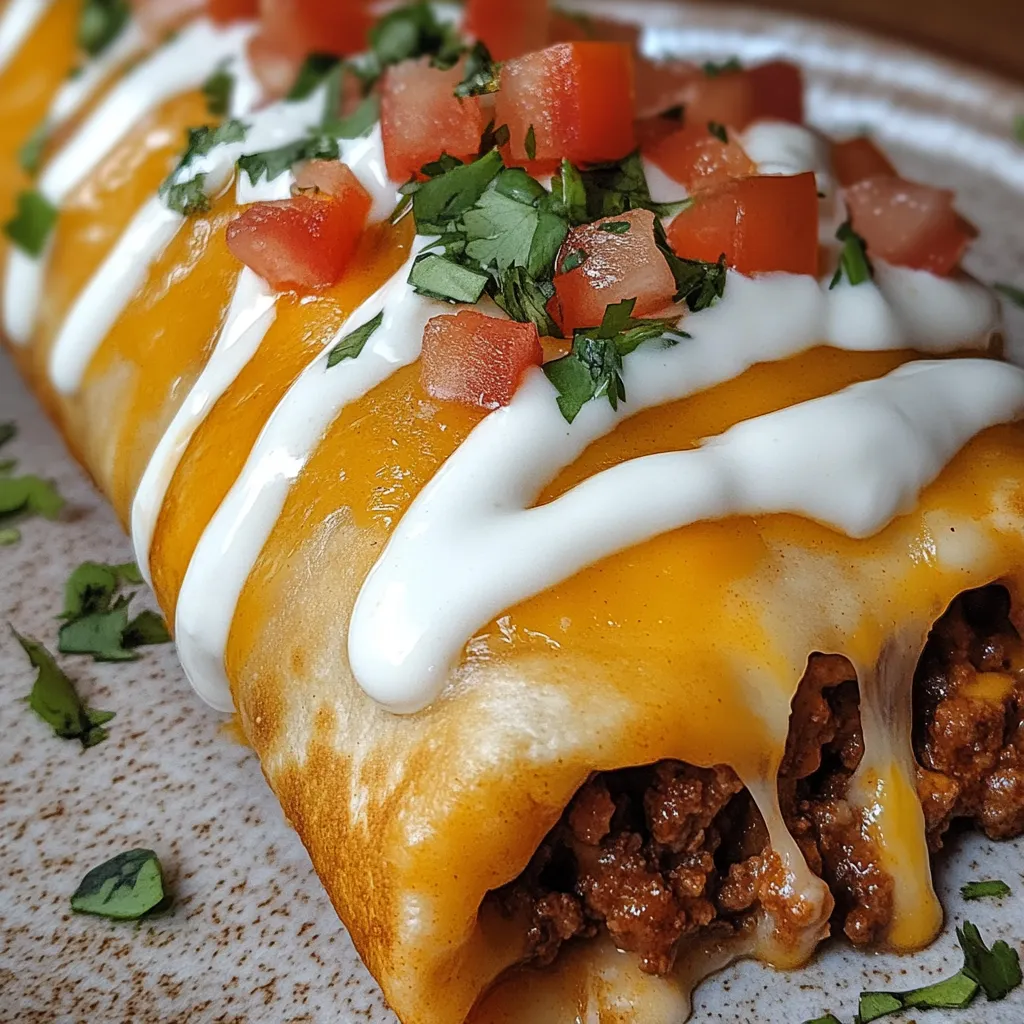 Crispy Beef & Cheesy Chimichangas
