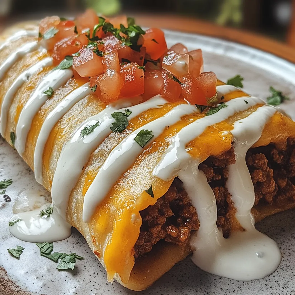 Crispy Beef & Cheesy Chimichangas
