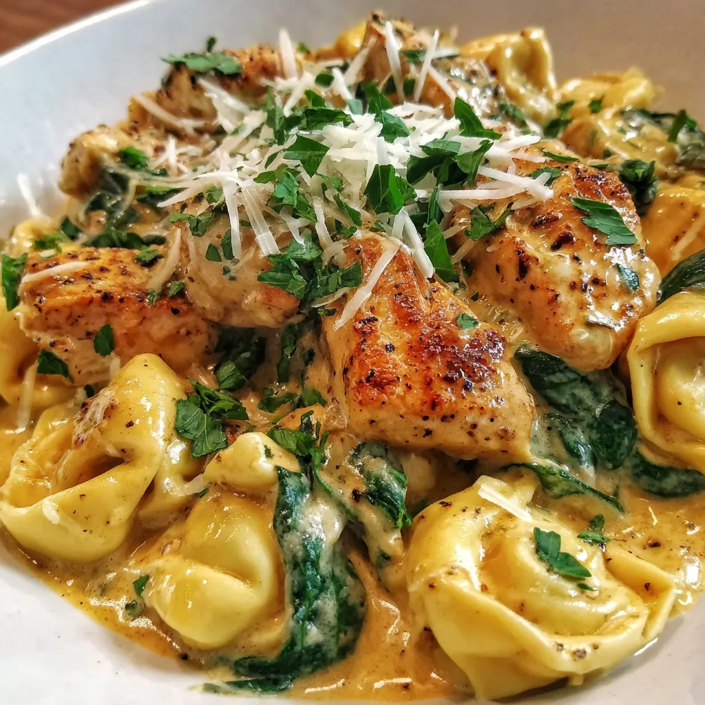 One Pot Creamy Parmesan Chicken Tortellini