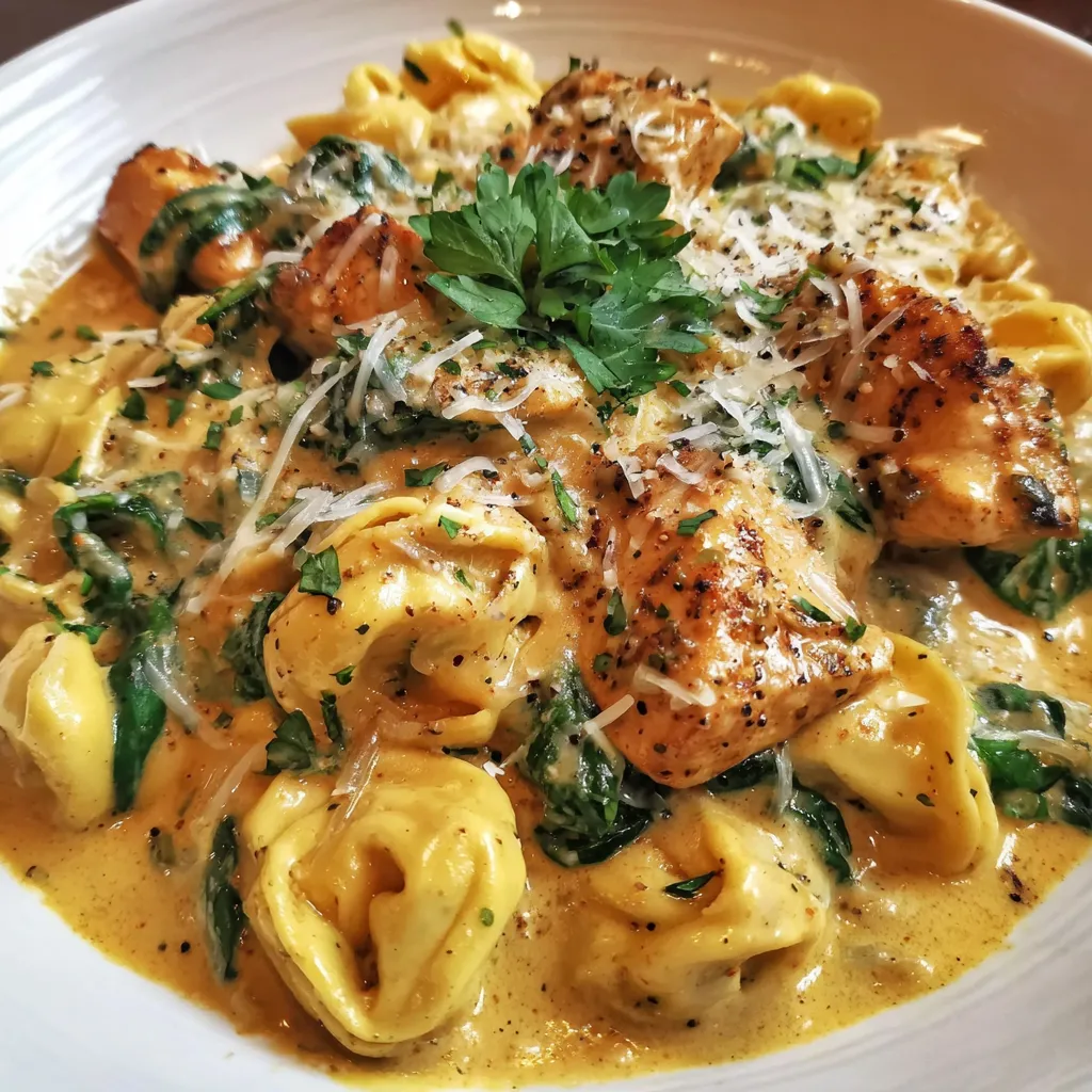 One Pot Creamy Parmesan Chicken Tortellini