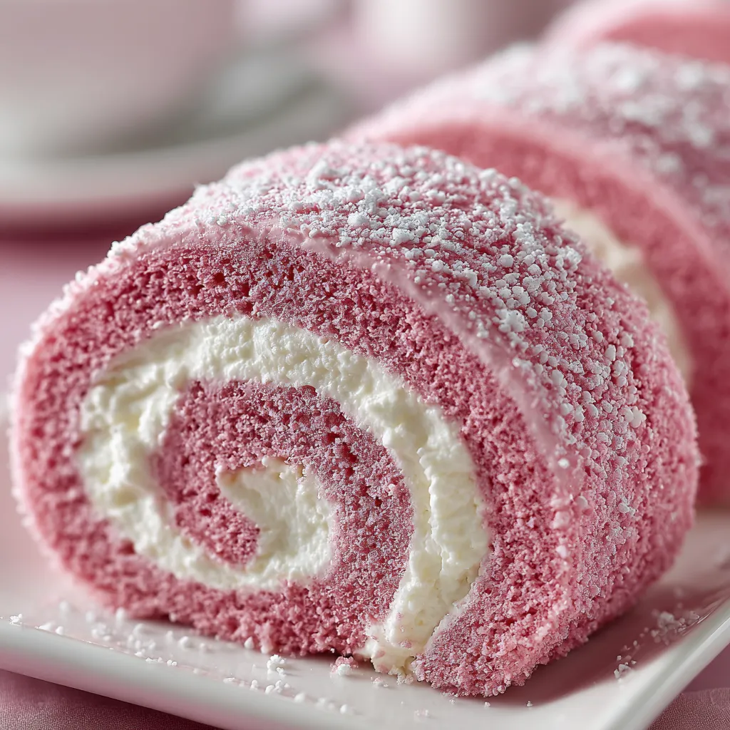 Pink Velvet Cake Roll with Cream Cheese Filling