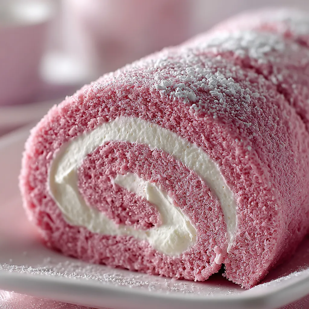 Pink Velvet Cake Roll with Cream Cheese Filling
