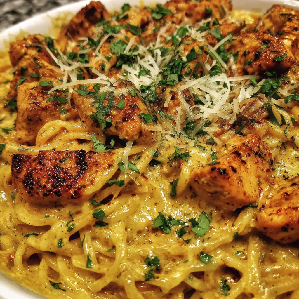 Cheesy Garlic Chicken Spaghetti with Velveeta Cream Sauce