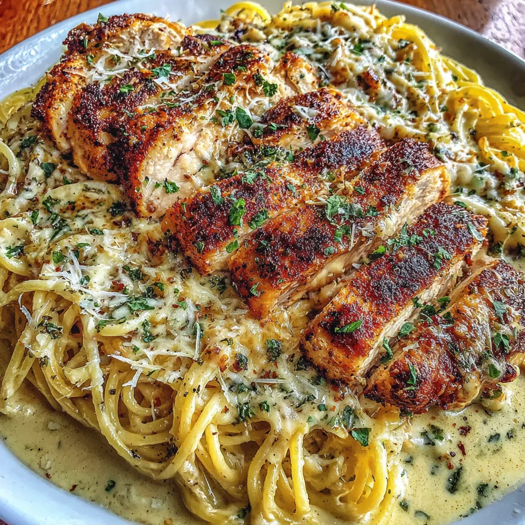 Garlic Parmesan Chicken Spaghetti in Spicy Cajun Cream Sauce