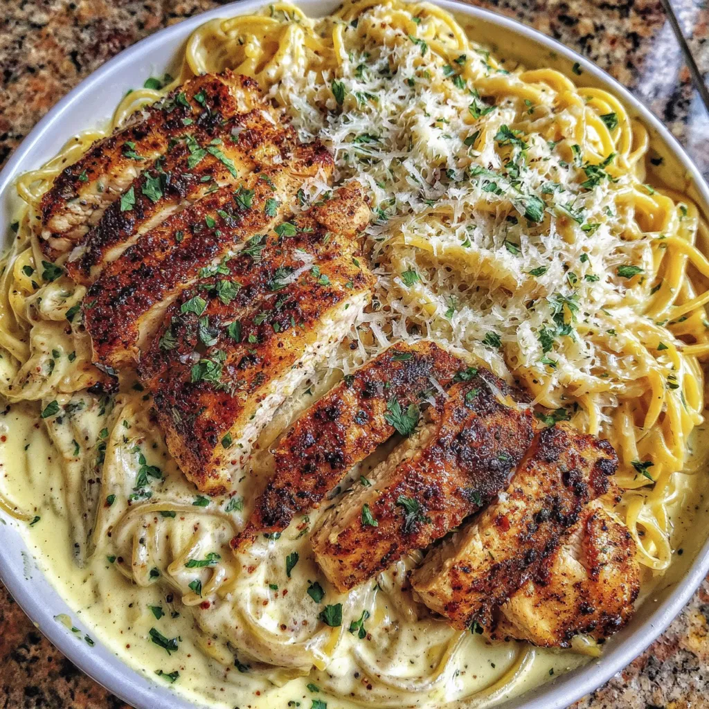 Garlic Parmesan Chicken Spaghetti in Spicy Cajun Cream Sauce