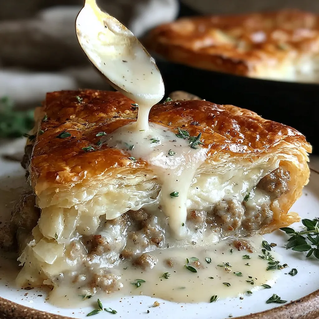 A slice of pie with a spoonful of sauce on top.