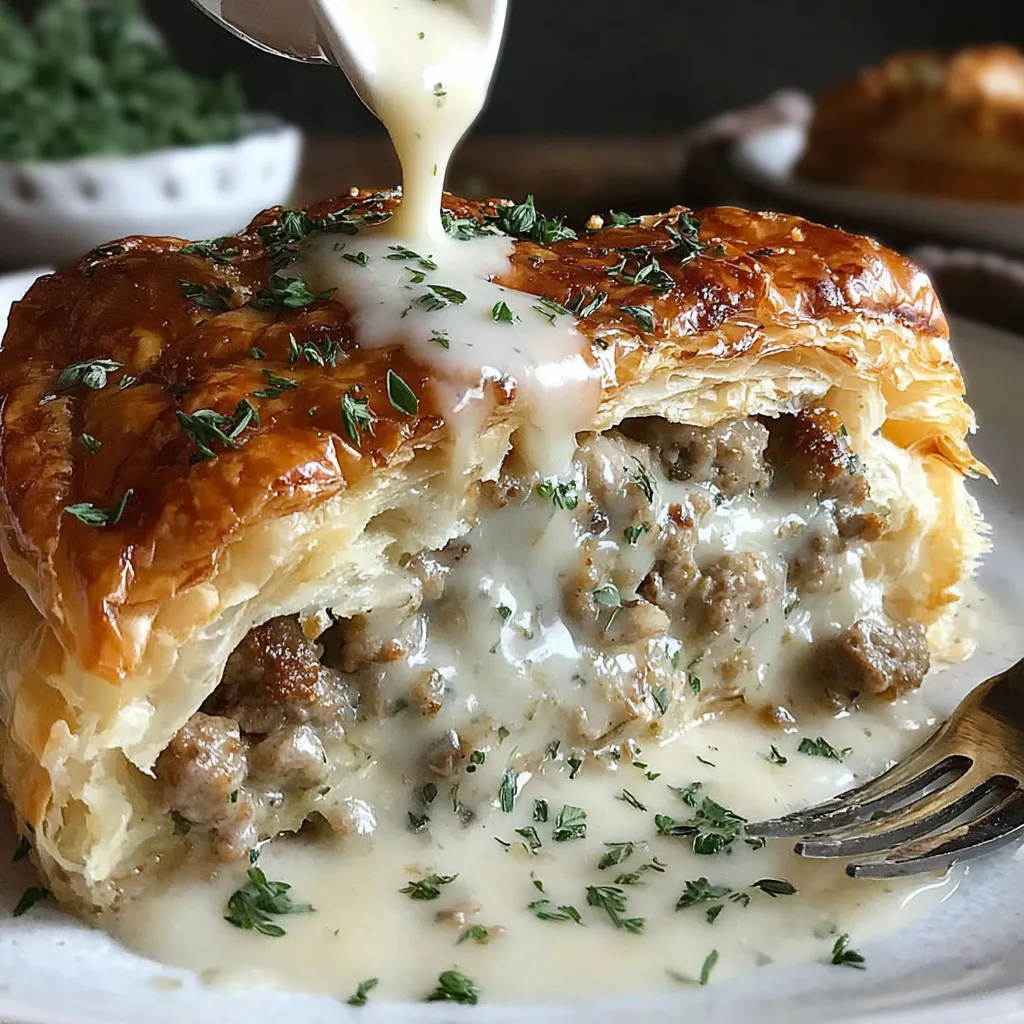 A pastry with sauce on it.
