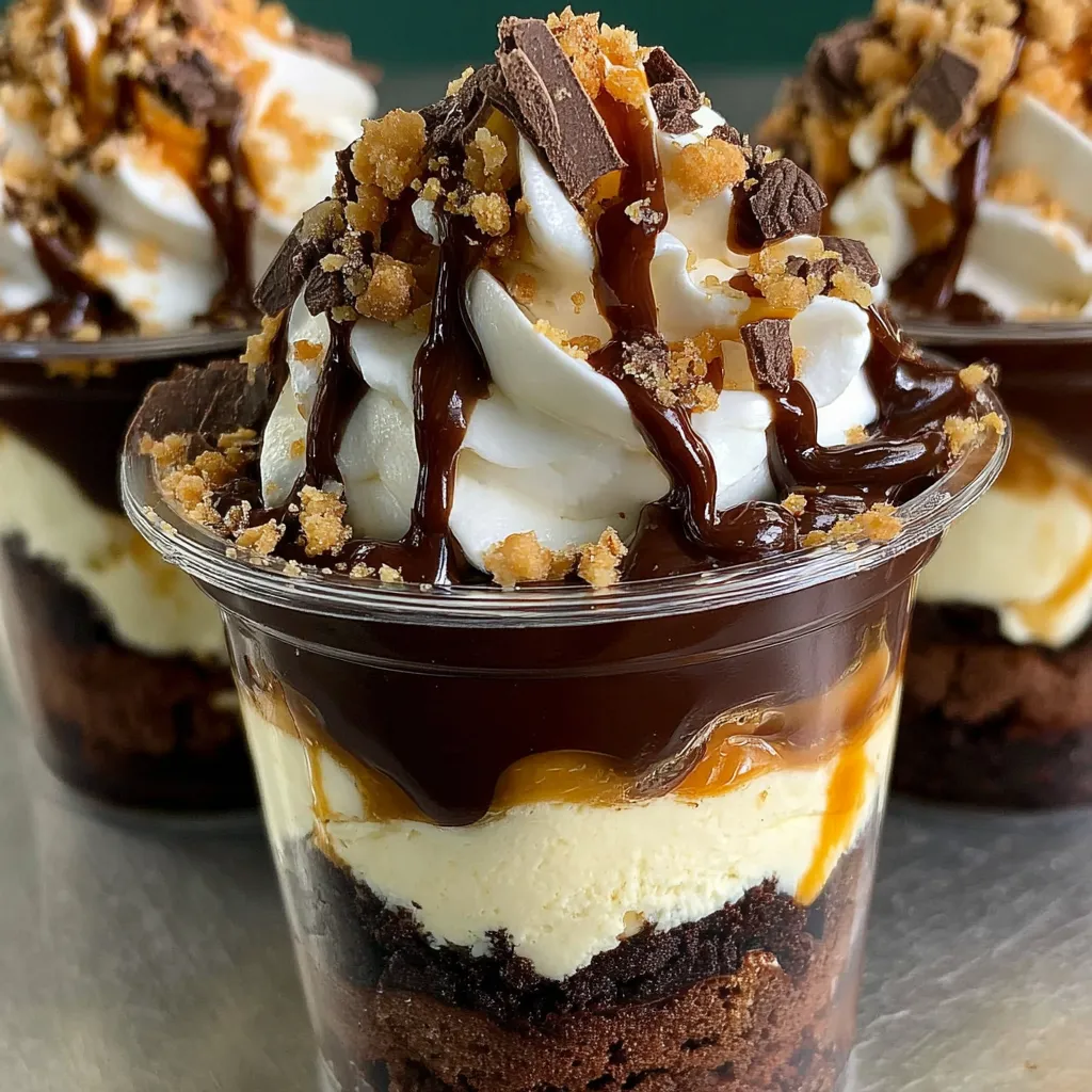 A chocolate dessert with whipped cream and caramel sauce.