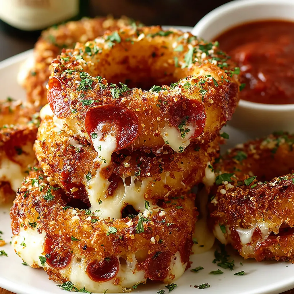 A plate of cheese stuffed onion rings.