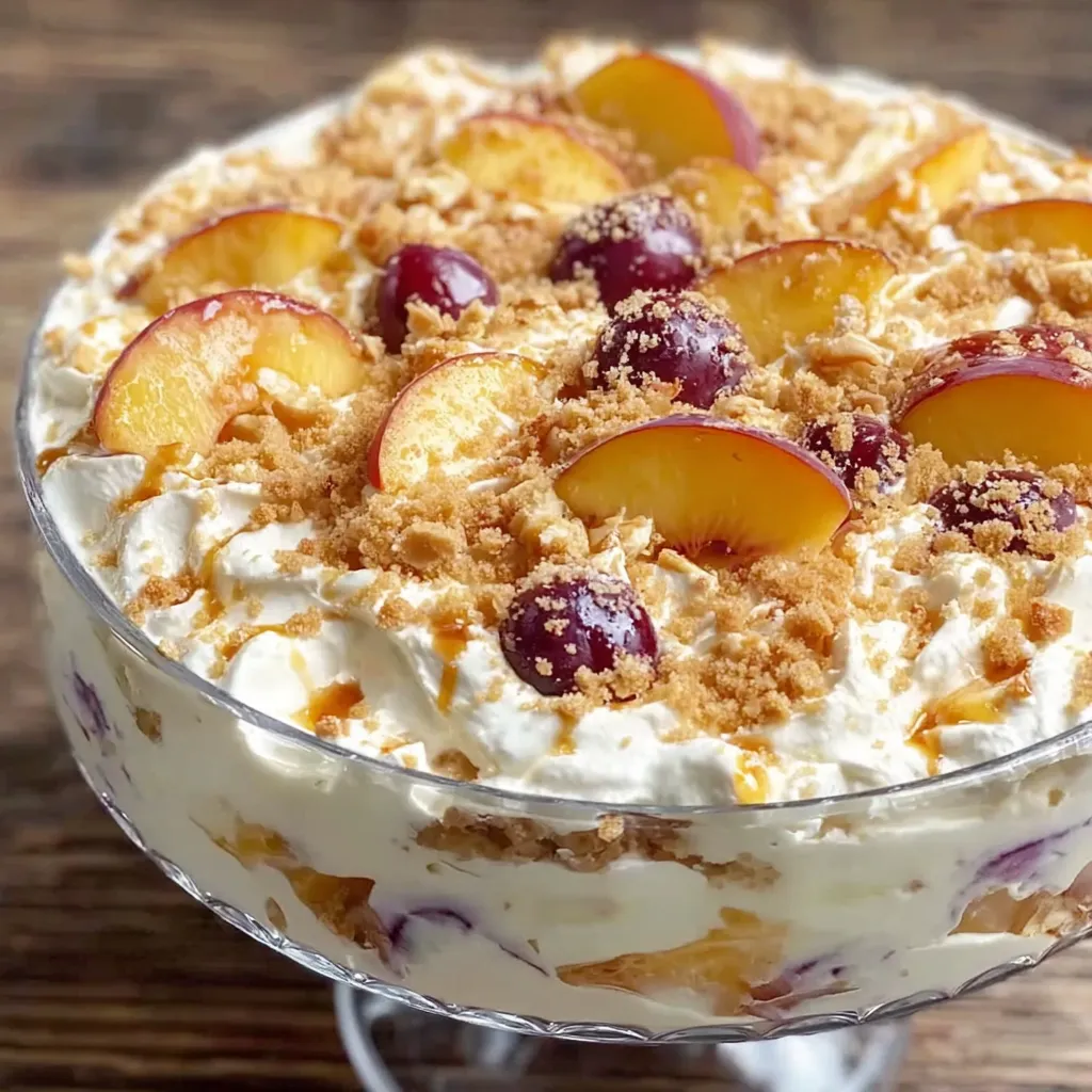 A dessert with fruit and cream.