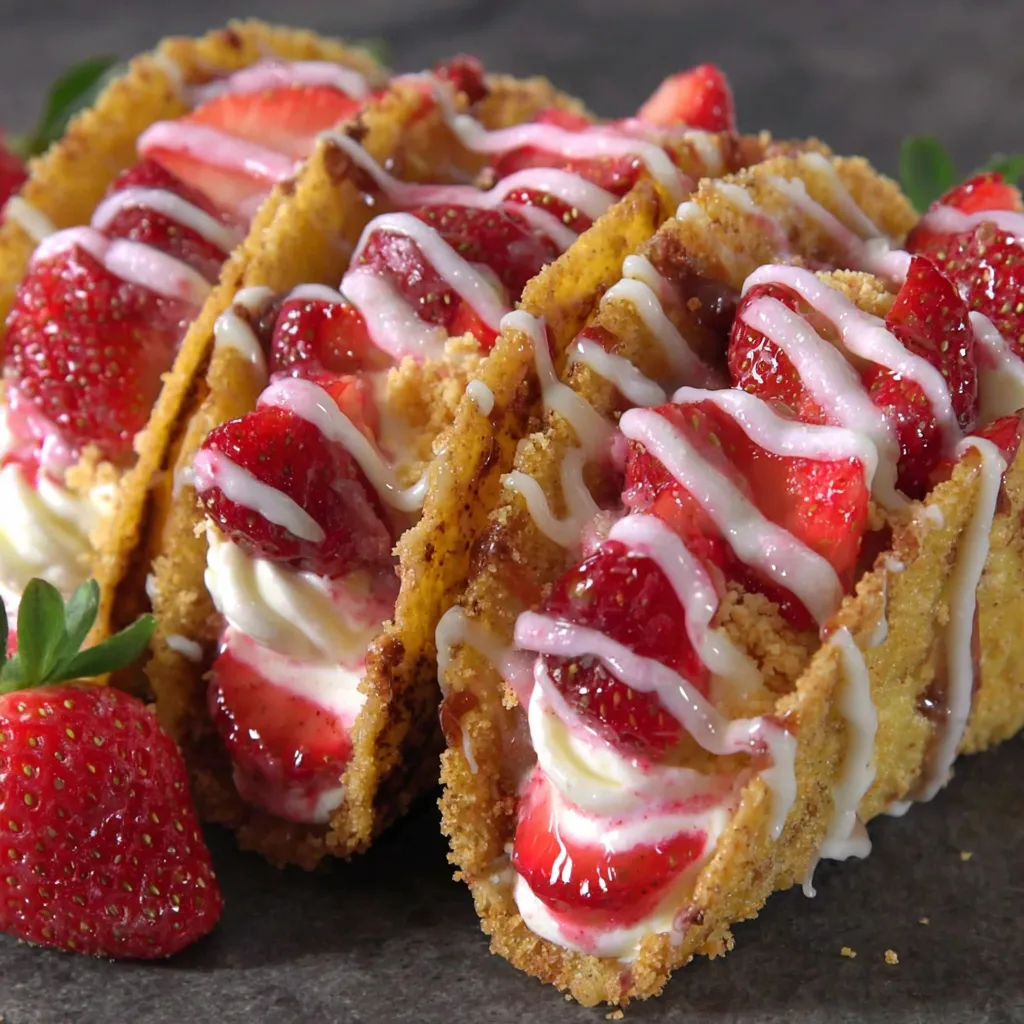 A pastry with strawberries and whipped cream.
