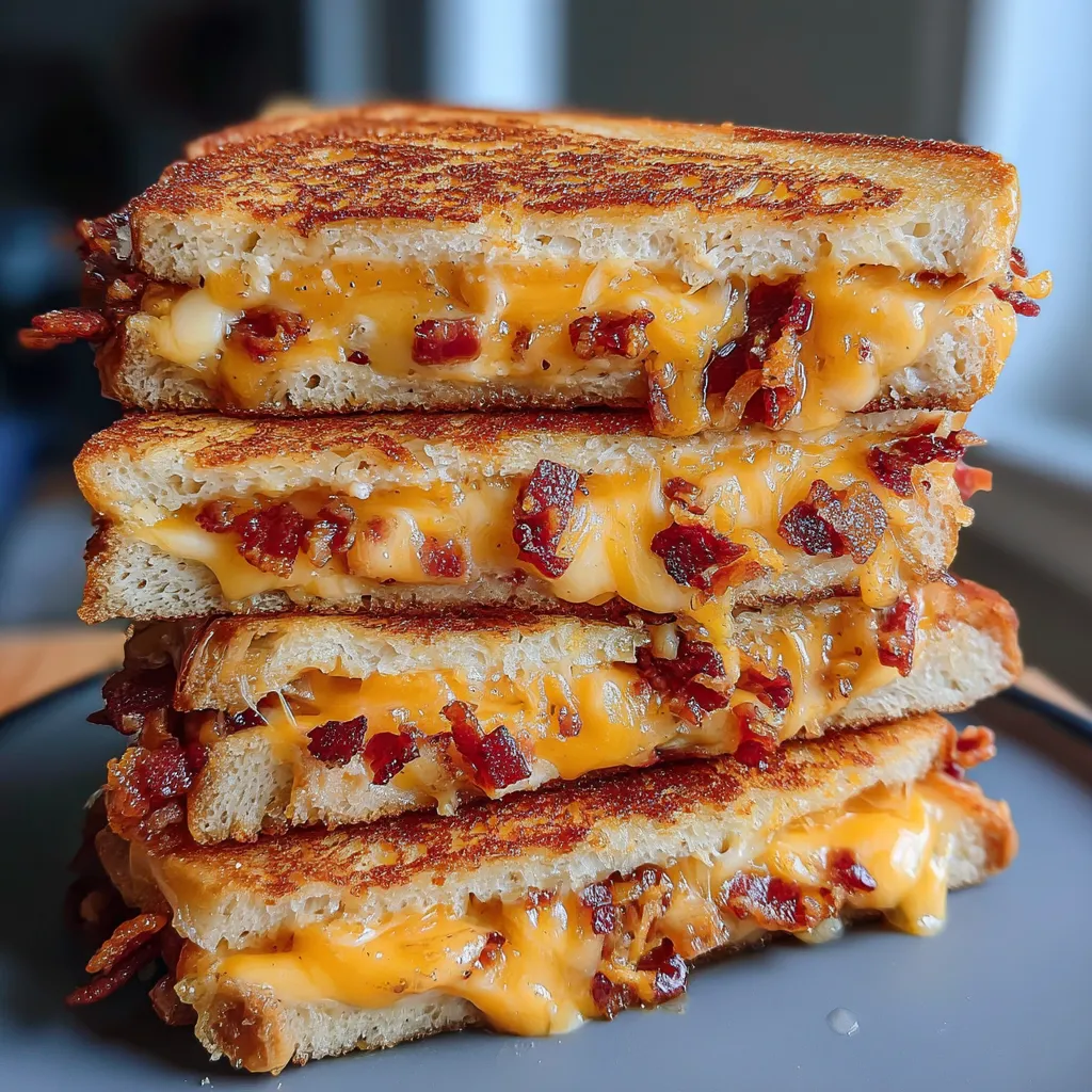 A stack of grilled cheese sandwiches.