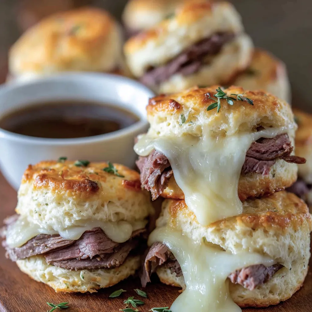 A white bowl of gravy with biscuits.