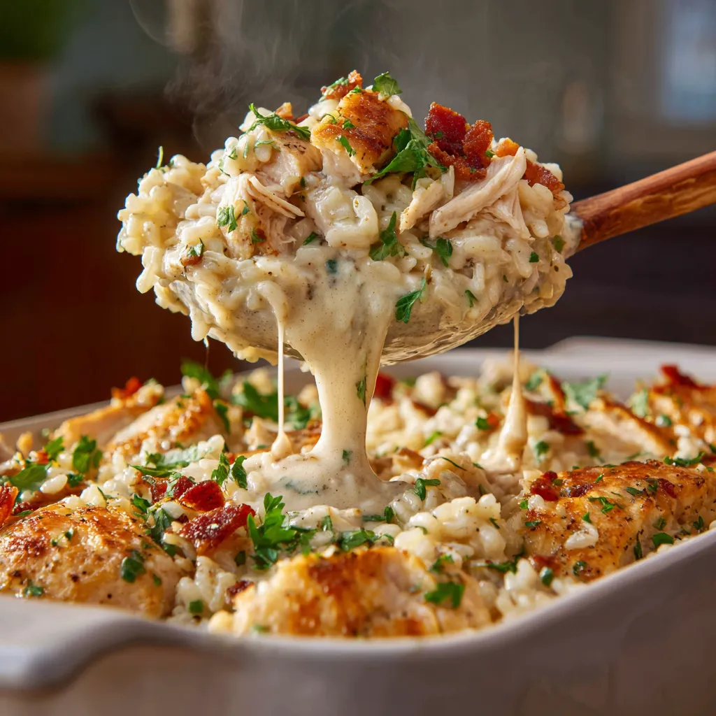 A bowl of rice with chicken and cheese.