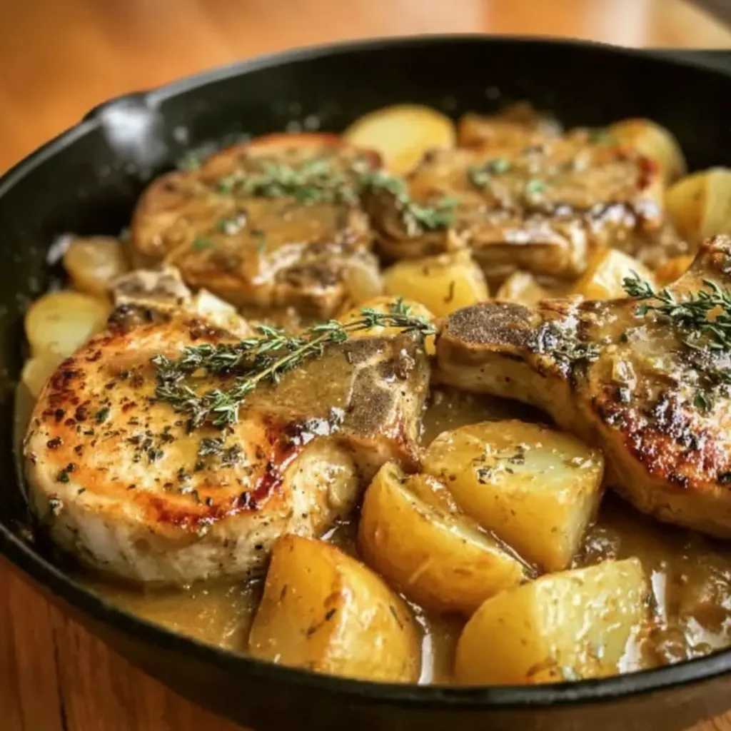 A black bowl of meat and potatoes.