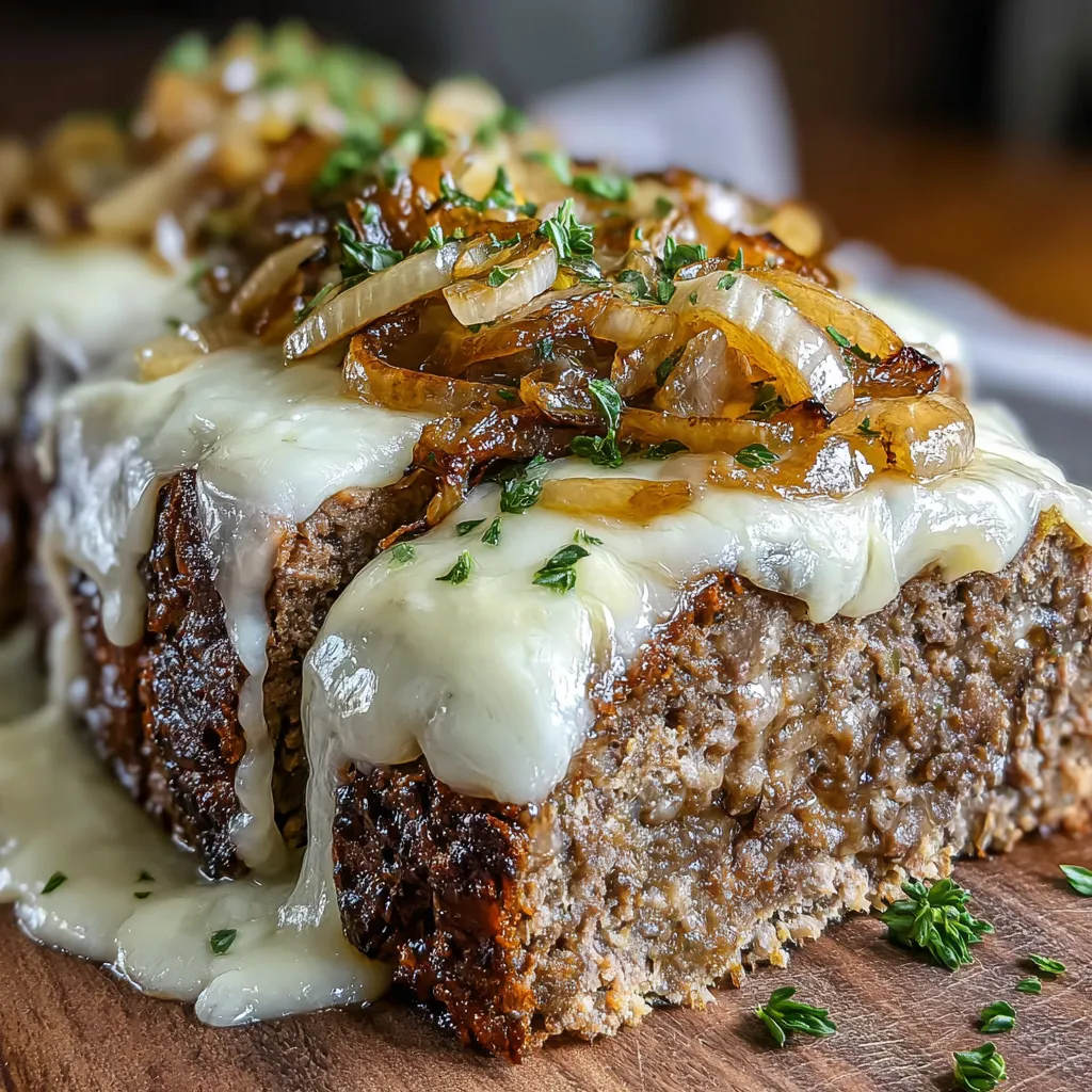 A piece of meat with cheese and onions on it.
