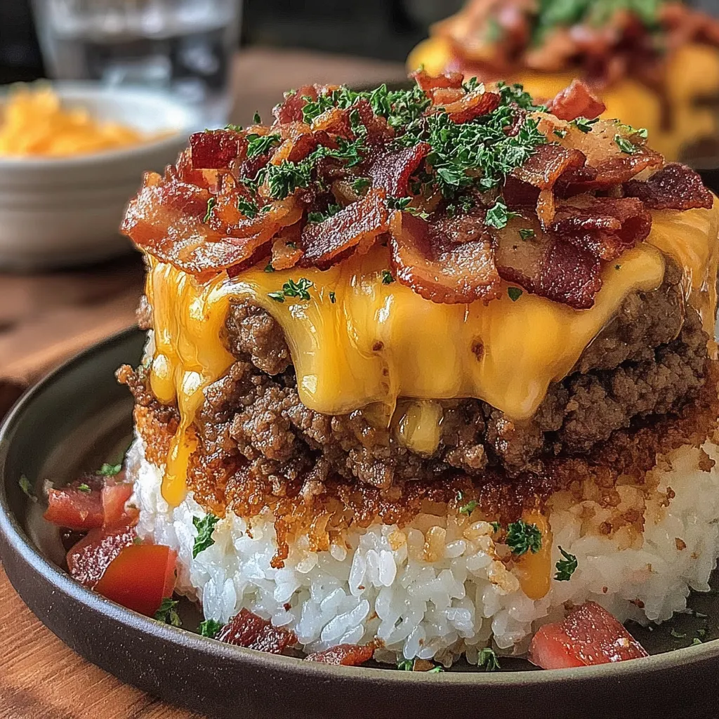 A plate of food with bacon and cheese.